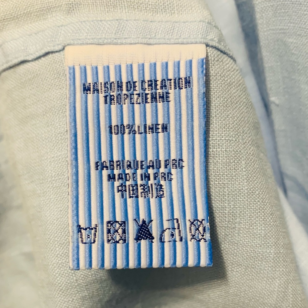 NWT 🇫🇷 Les Canebiers Men’s Sky Blue Linen Shirt - Picture 4 of 4